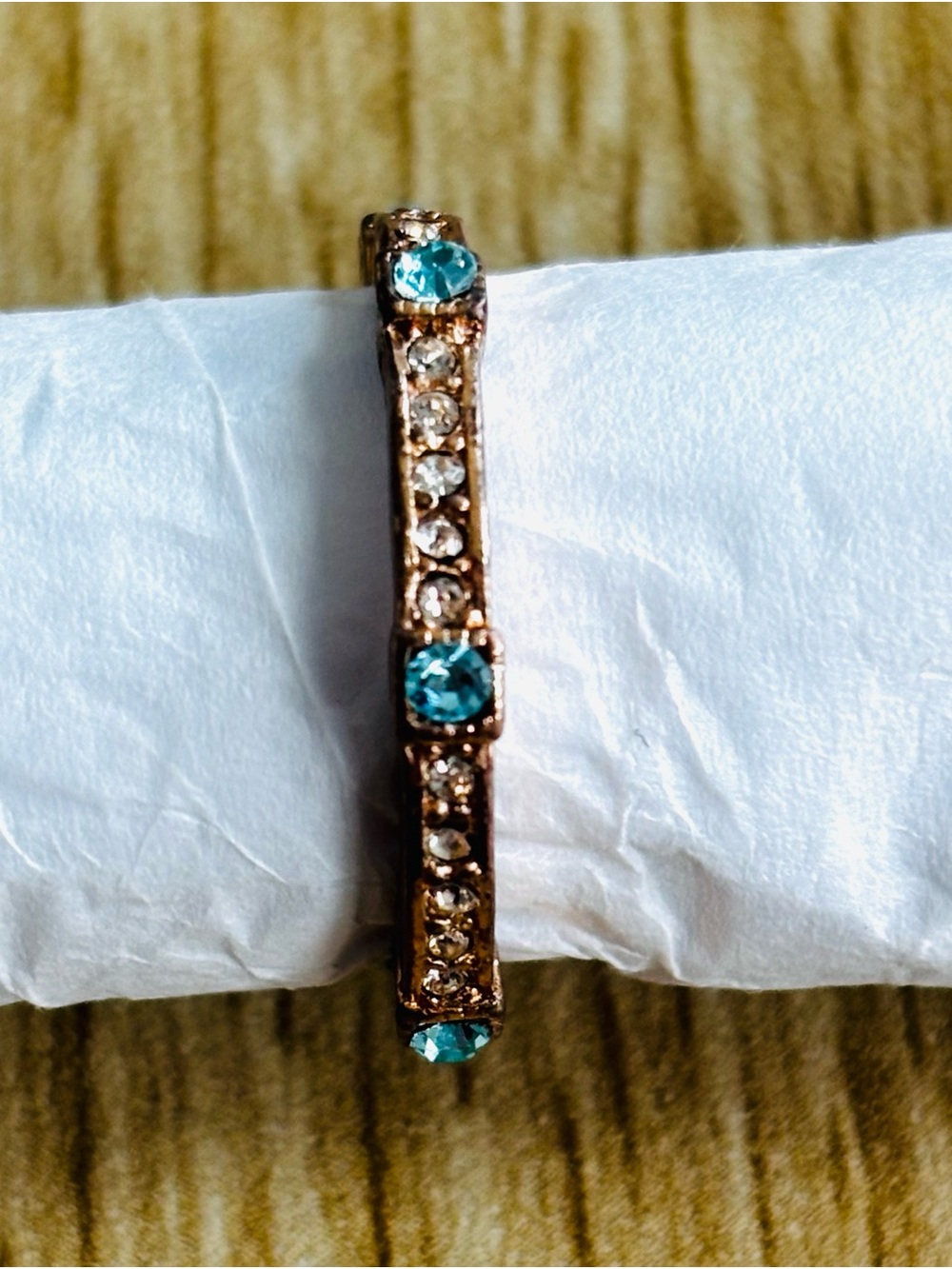 Handmade Faceted Rose Gold with Aquamarine and Clear Spinel Gemstones